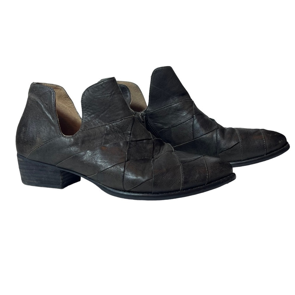 Seychelles Brown Woven Leather Ankle Bootie, Size 9